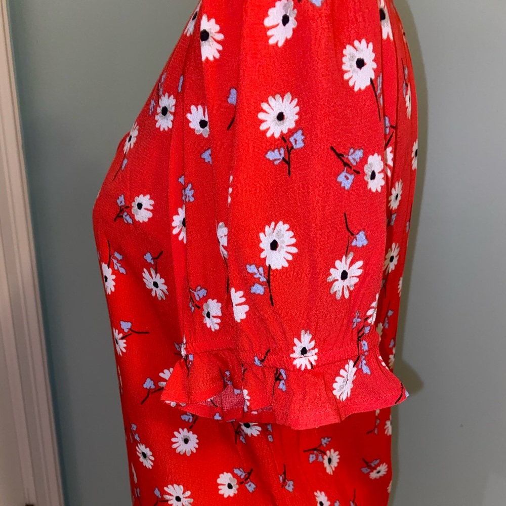 Red Ruffle Sleeve Blouse - Picture 3 of 5